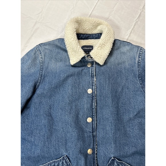 J Crew Jean Jacket Womens Size Small Sherpa Lined Blue Denim Trucker Rancher - Picture 7 of 12